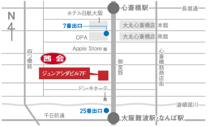 心斎橋サロンのアクセスマップ